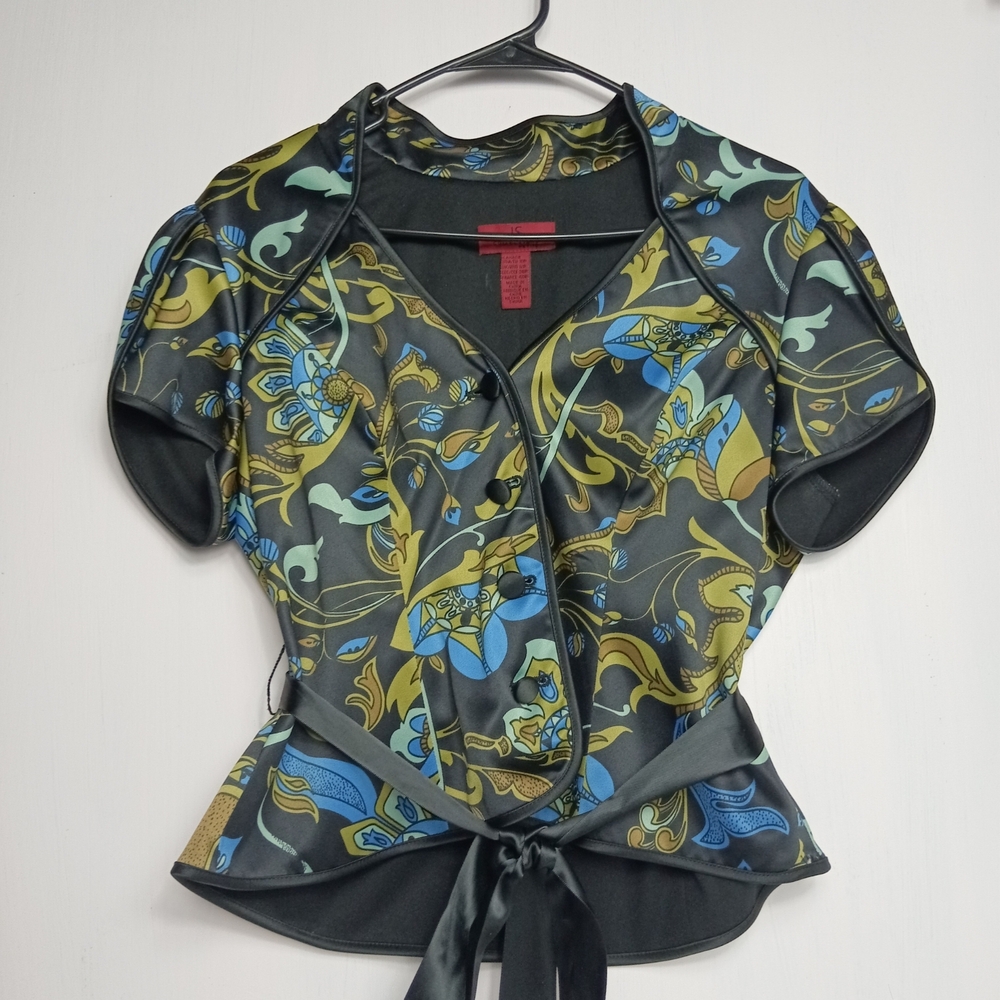 JS Collections Black and Multicolor Blazer